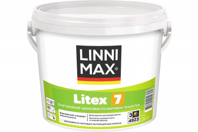 Краска водно-дисперсионная для внутренних работ LINNIMAX Litex 7 / ЛИННИМАКС Литекс 7 (База 3 (2,35 л))