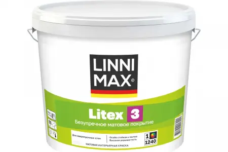 Краска водно-дисперсионная для внутренних работ LINNIMAX Litex 3 / ЛИННИМАКС Литекс 3 (0,9 л)  - превью